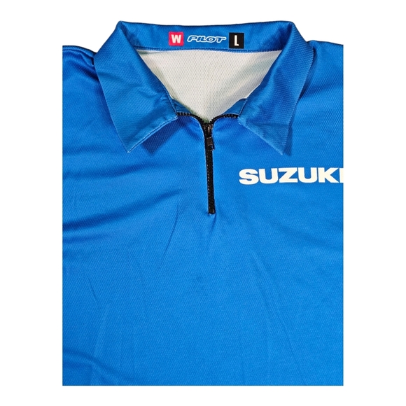 Pilot Suzuki 1/4 Zip Short‎ Sleeve Blue Women’s Racing Jersey Large Made In USA - Picture 4 of 7